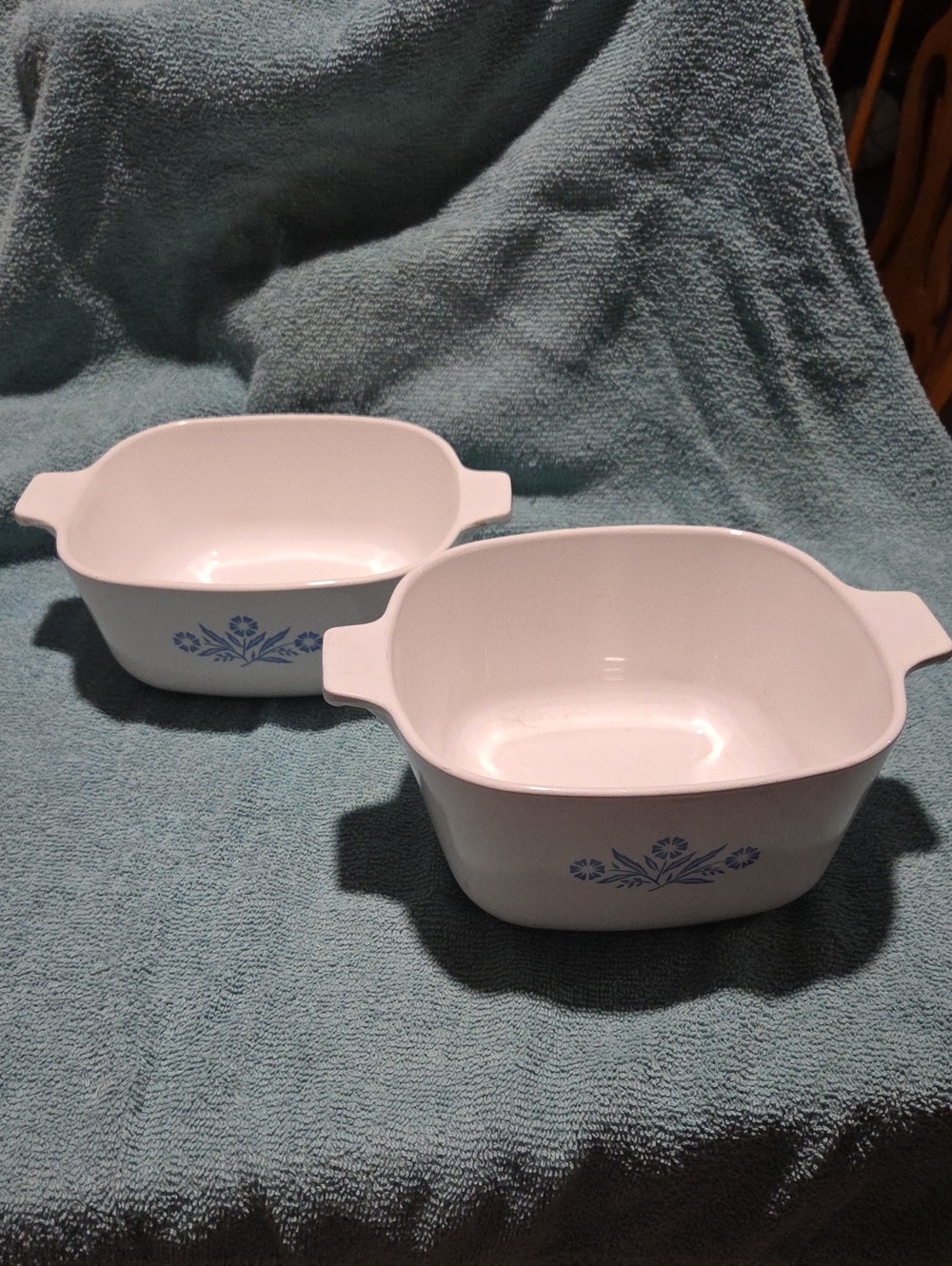 Two Blue Cornflower Casserole Dishes